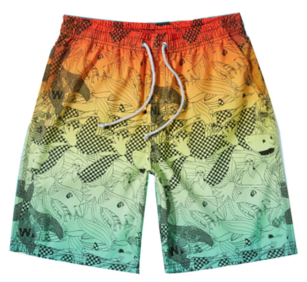 Men's Fashional Summer Quick-Drying Gradient Printing Beach Shorts
