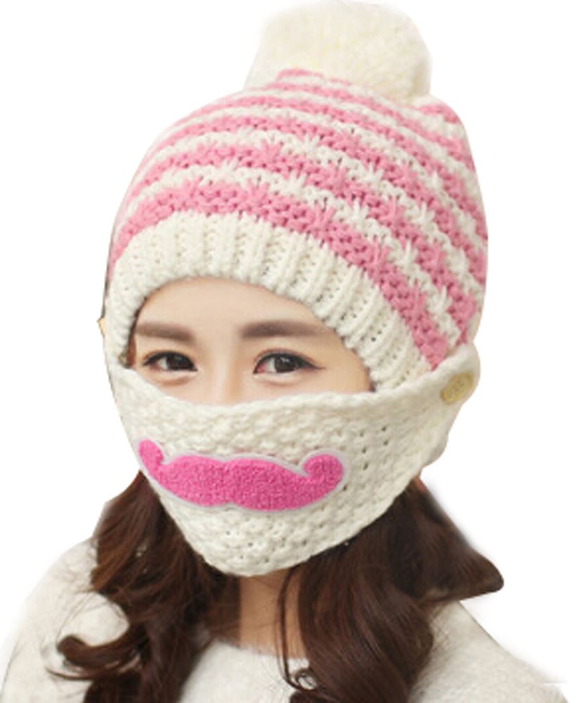 Outdoor Hat Female Han Edition Tide Beard Hat In Winter Tab Milk White