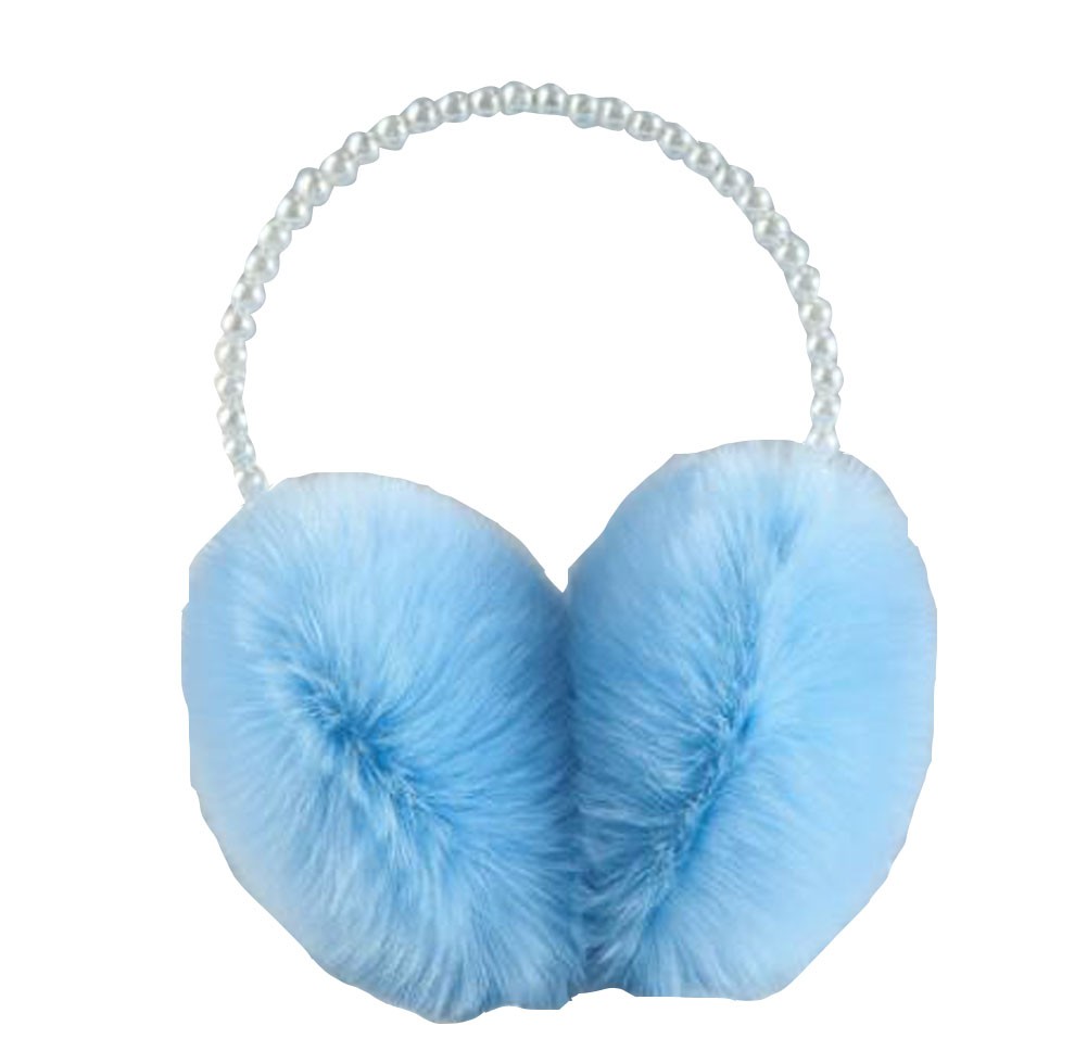 Pearl Earmuffs Lovely Plush Earmuff Ear Protection Purplish Blue