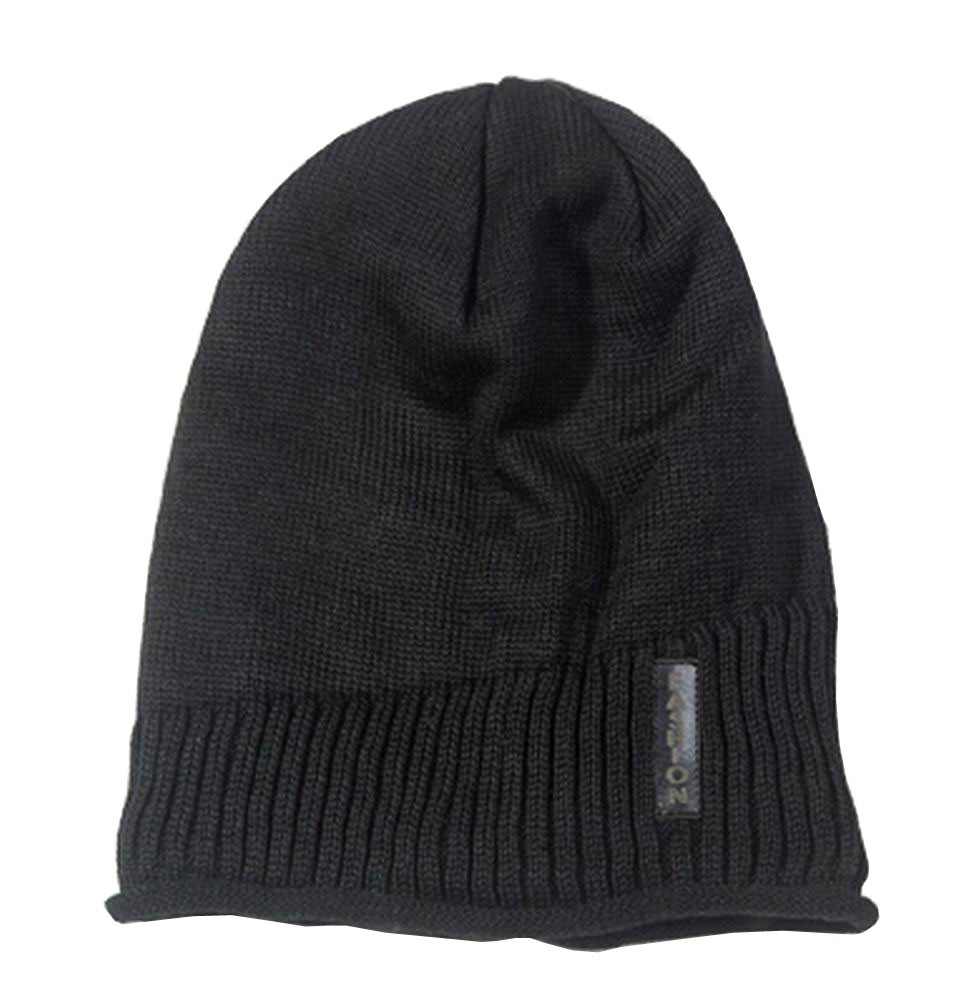 [Black] Simple Style Winter Cap Men's Wool Hat Knitted Hat Beanie for Men