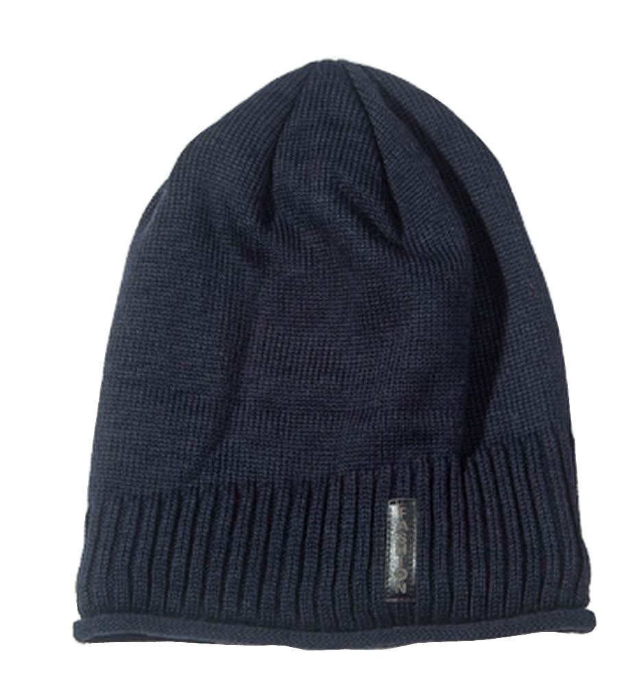 Warm Winter Cap Wool Hat Knitted Hat Beanie for Men Simple Style Navy