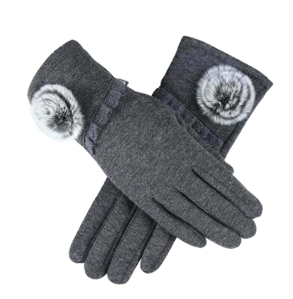 Ladies Elegant Warm Winter Gloves Driving Gloves Flower Gray