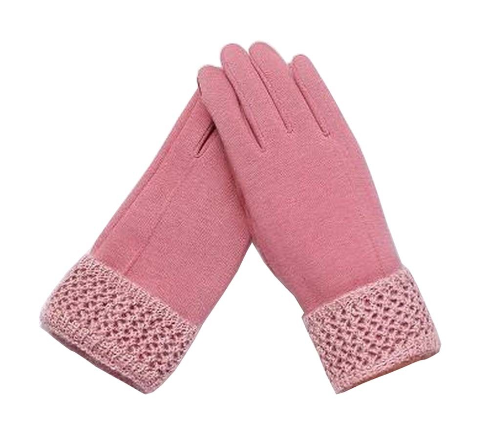 Woman Elegant Warm Winter Gloves Driving Gloves Pink