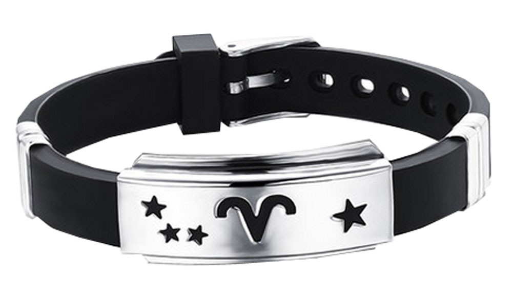 12 Zodiac Bracelets Titanium Steel Hand Ring Wristbands - Aries