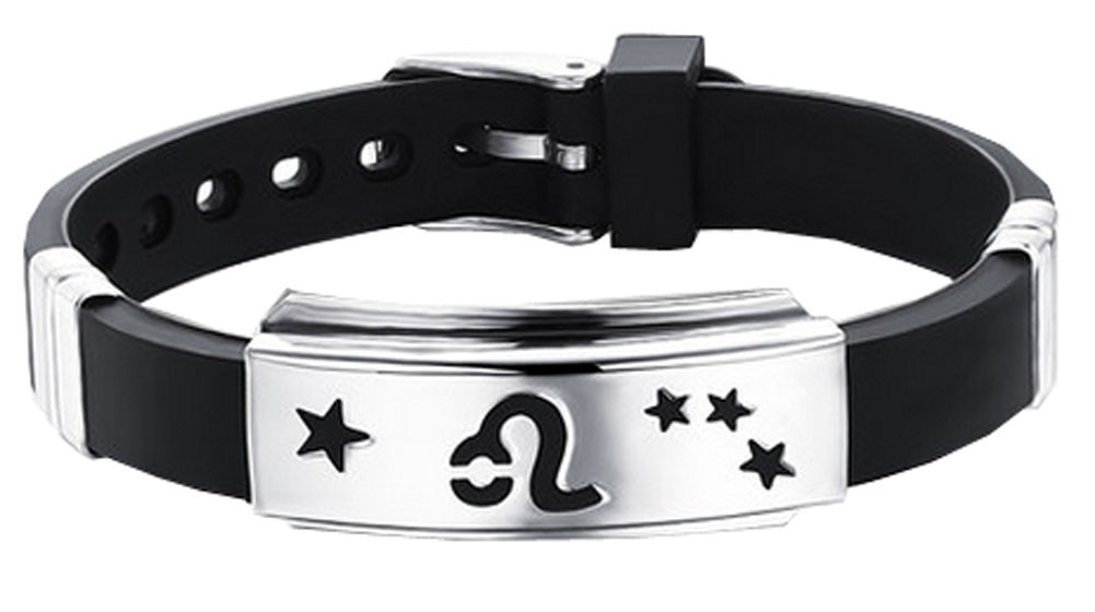 12 Zodiac Bracelets Titanium Steel Hand Ring Wristbands - Leo