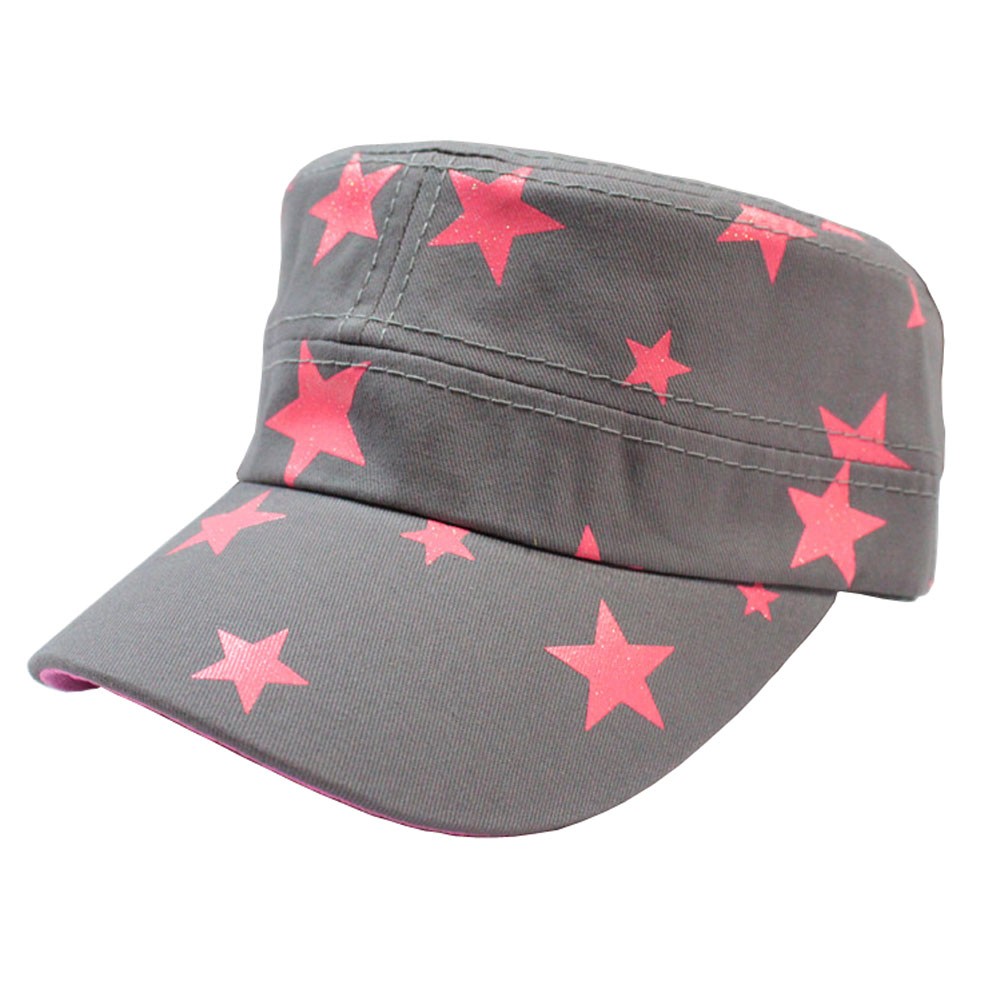 [Dark Gray] Flat Hats Lady's Caps Five-Pointed Star Pattern Hats/Caps