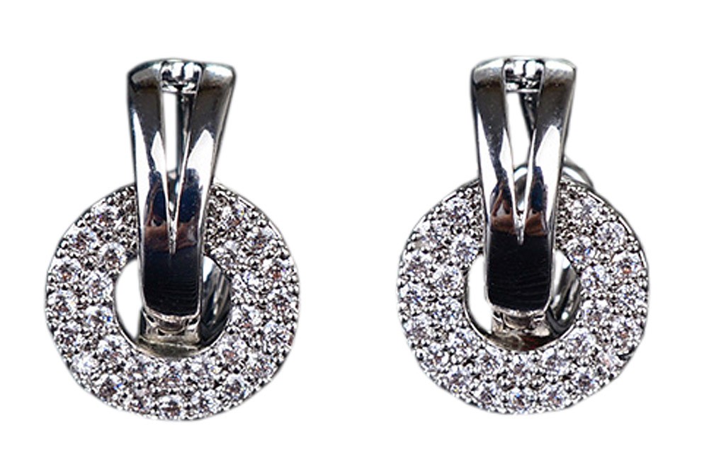 Elegant Alloy 3A Zircon Allergy Free Stud Earring Fashion Jewelry, silver color