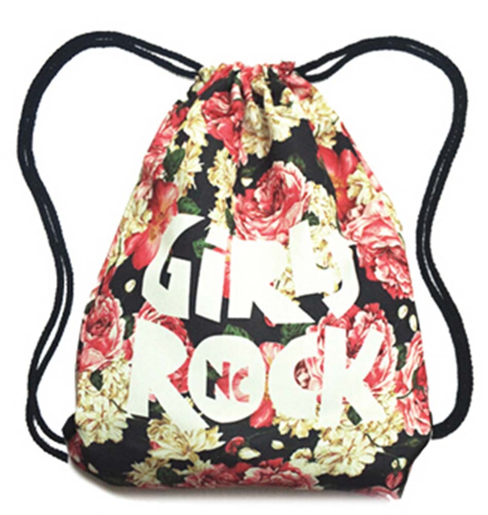 Sport Drawstring Backpack Travel Storage String Bag Retro Flower Country Style