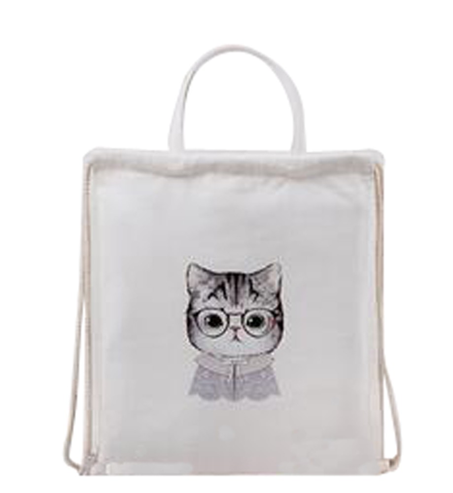 Canvas Drawstring Backpack Bag Stylish Lightweight String Bag Eyes Of Cat