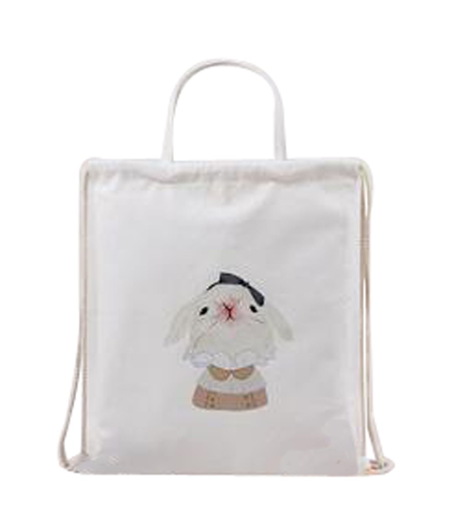 Cheap Canvas Drawstring Backpack Bag Stylish Lightweight String Bag Rabbit