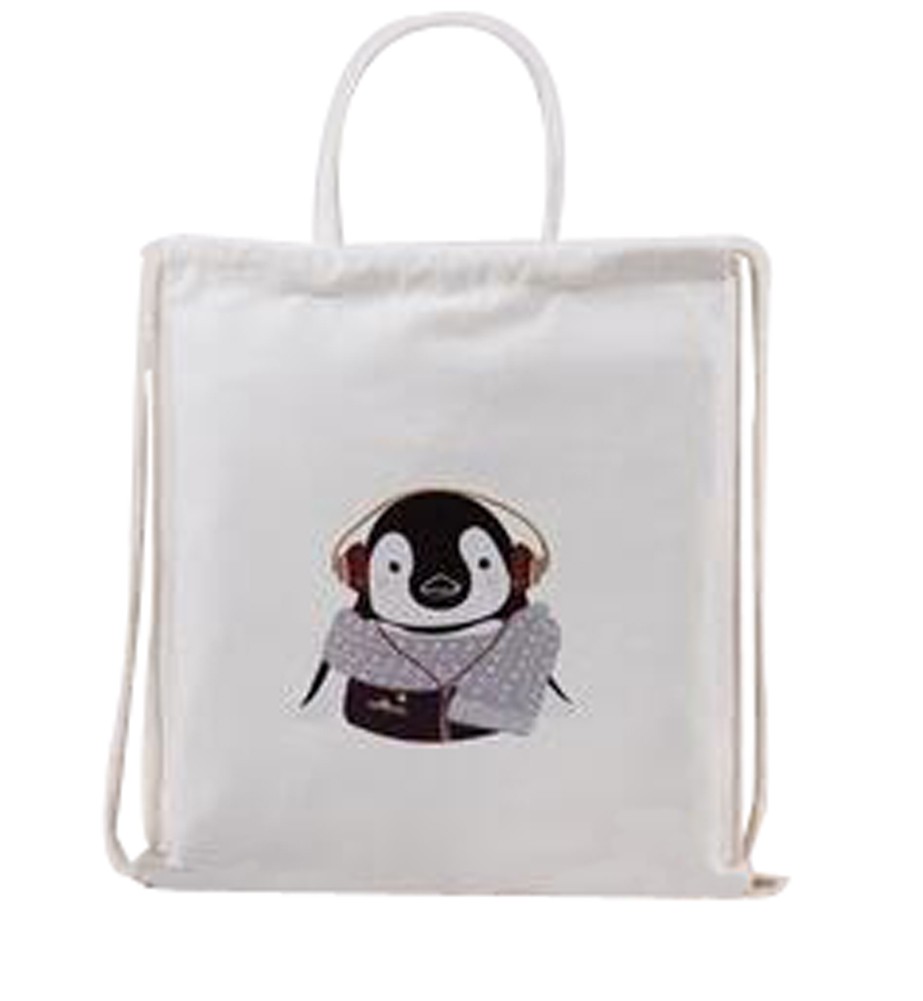 Canvas Drawstring Bags Stylish Lightweight String Bag  Beer Girls Penguin