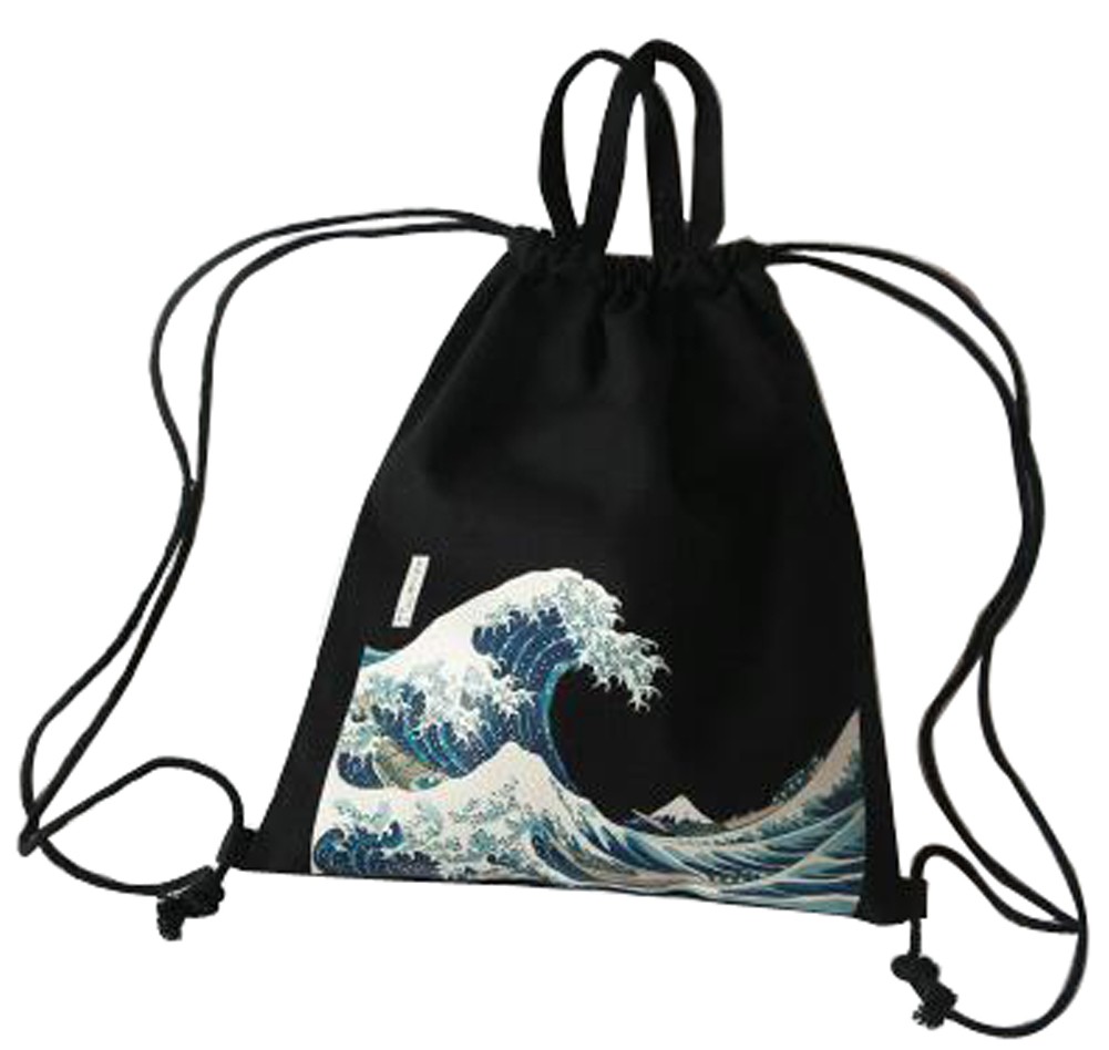 Cheap Canvas Drawstring Bags Stylish Lightweight String Bag Black Surf