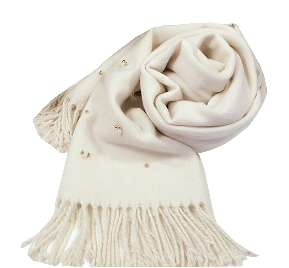 New Design Women Warm Tassel Scarf Fashion Shawl [White]