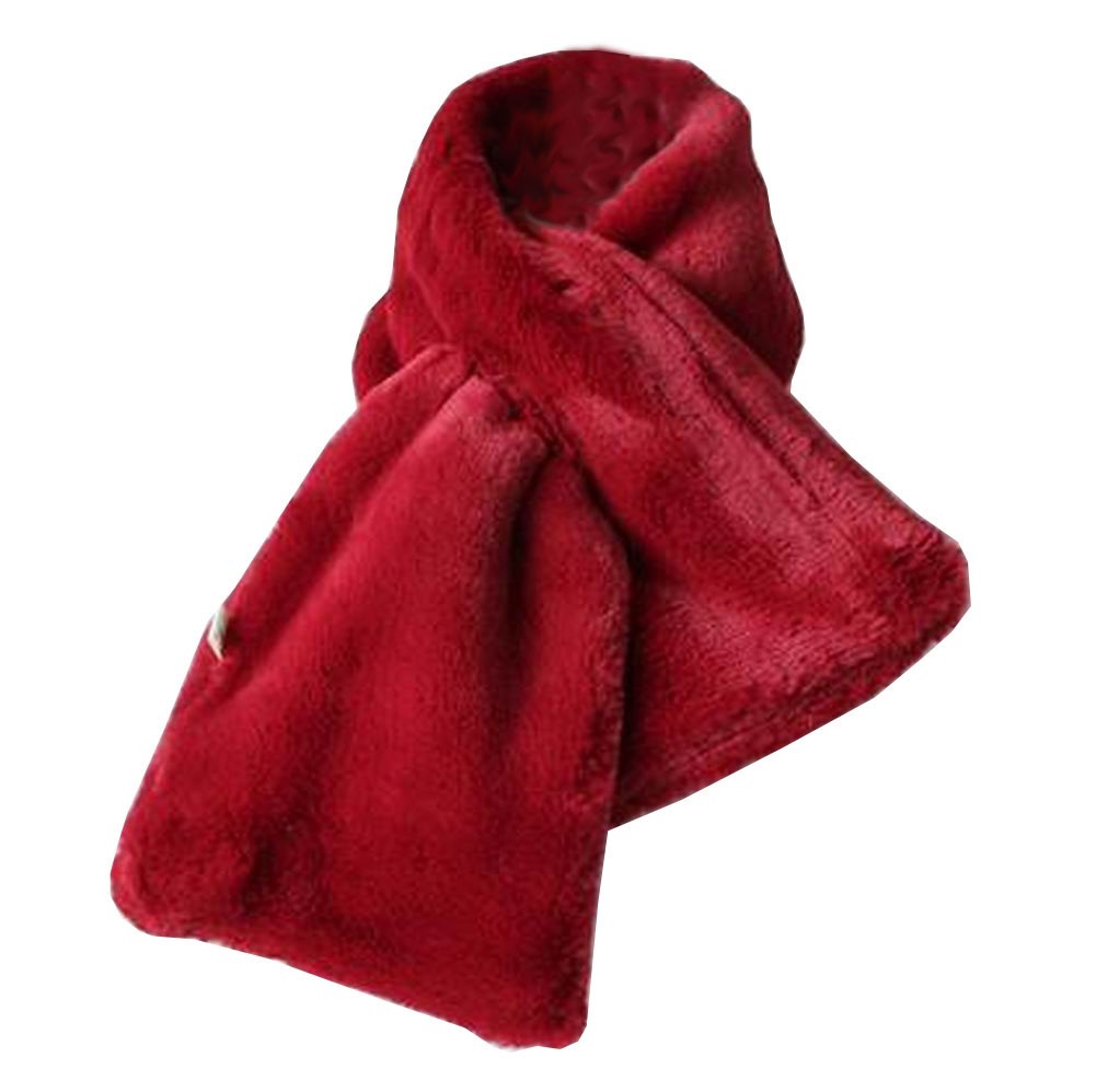 Stylish Women Winter Faux Fur Scarves Plush Scarf Neckerchief Red