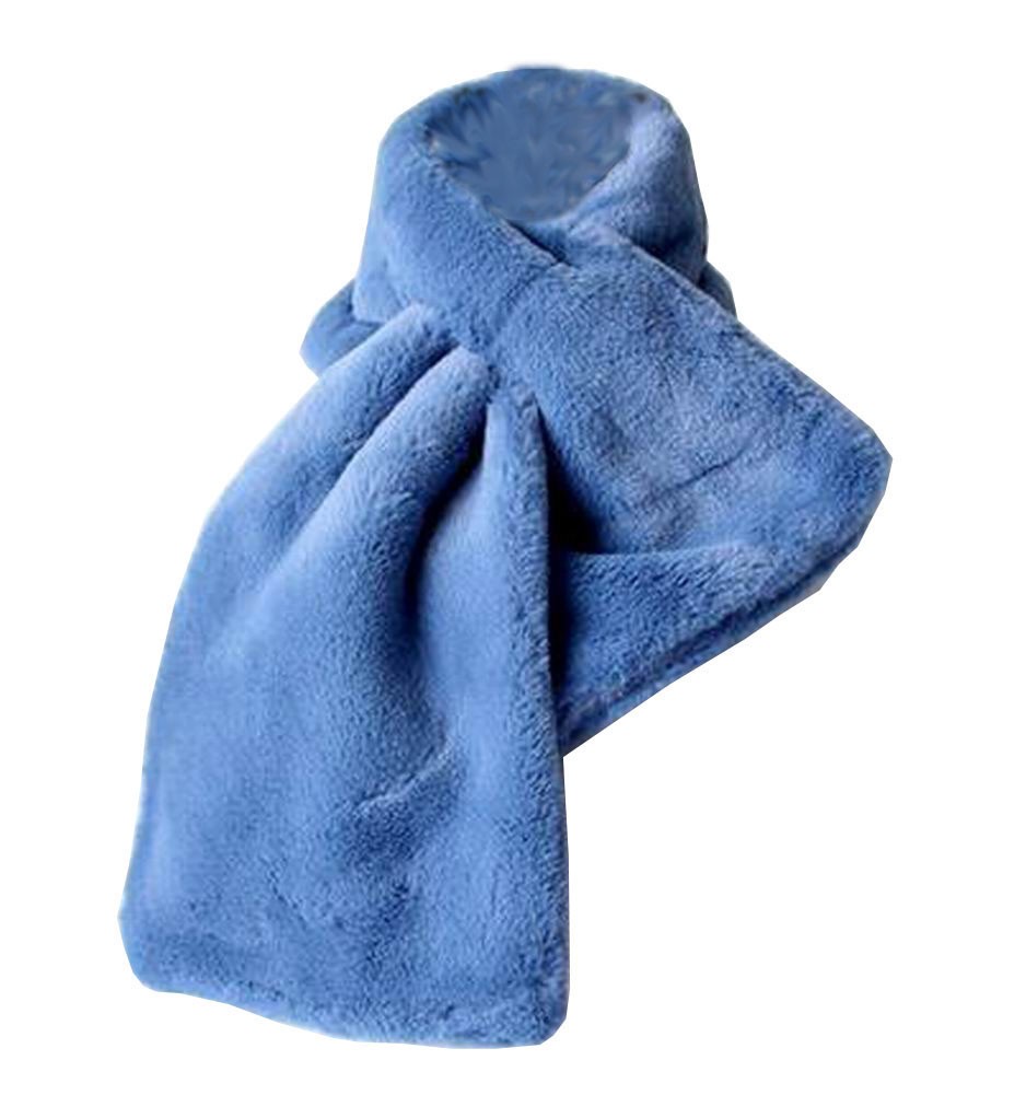 Stylish Ladies Winter Faux Fur Scarves Plush Scarf Neckerchief Blue
