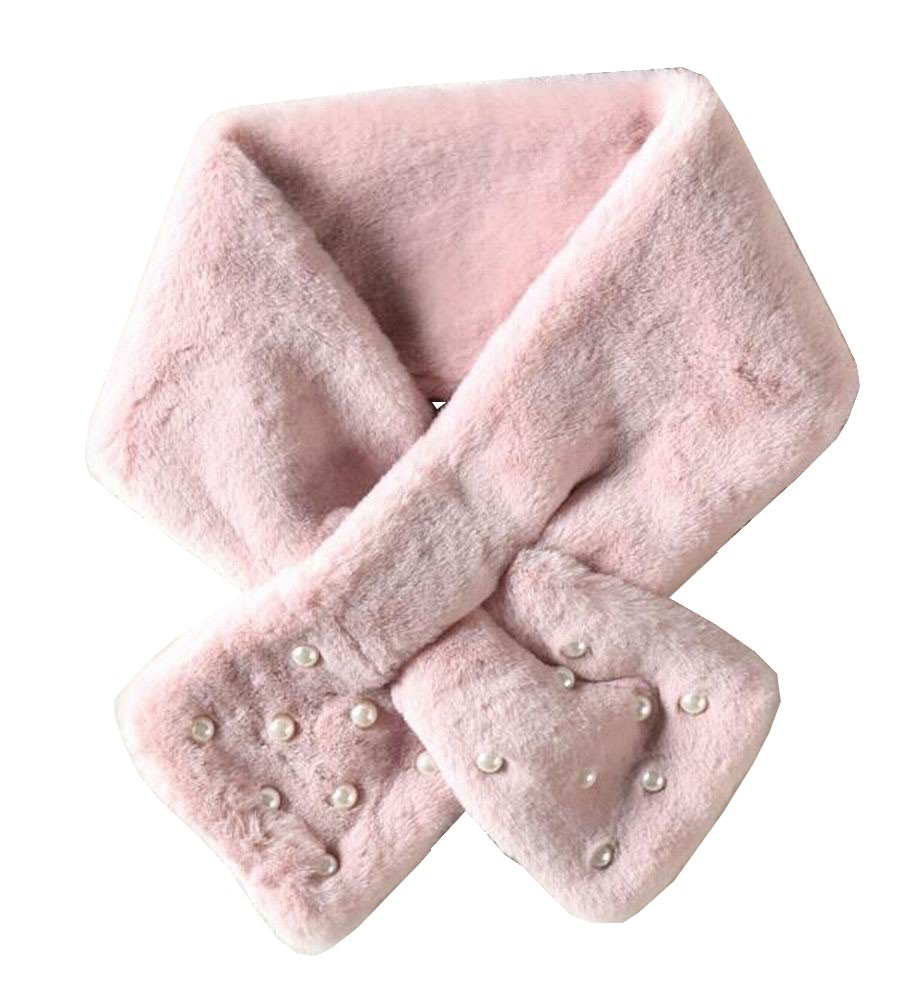 Elegant Women Winter Faux Fur Scarves Plush Scarf Neckerchief Pink