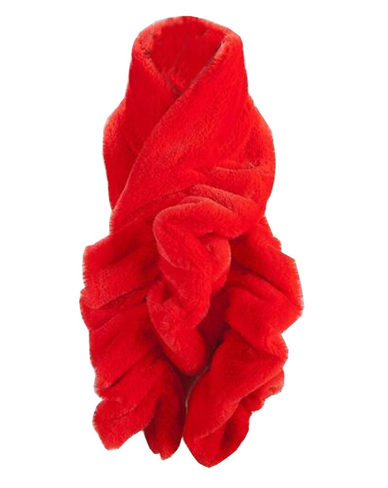 Fashion Ladies Winter Faux Fur Scarves Plush Muffler Red