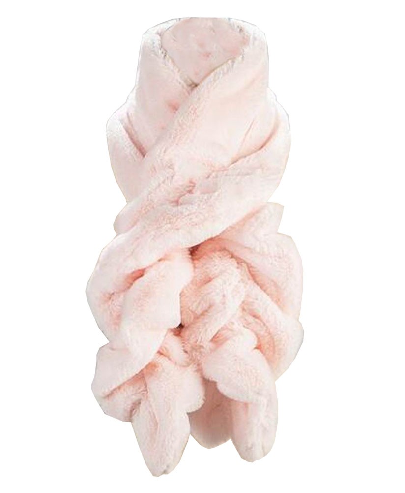 [Pink] Fashion Ladies Winter Faux Fur Scarves Plush Muffler