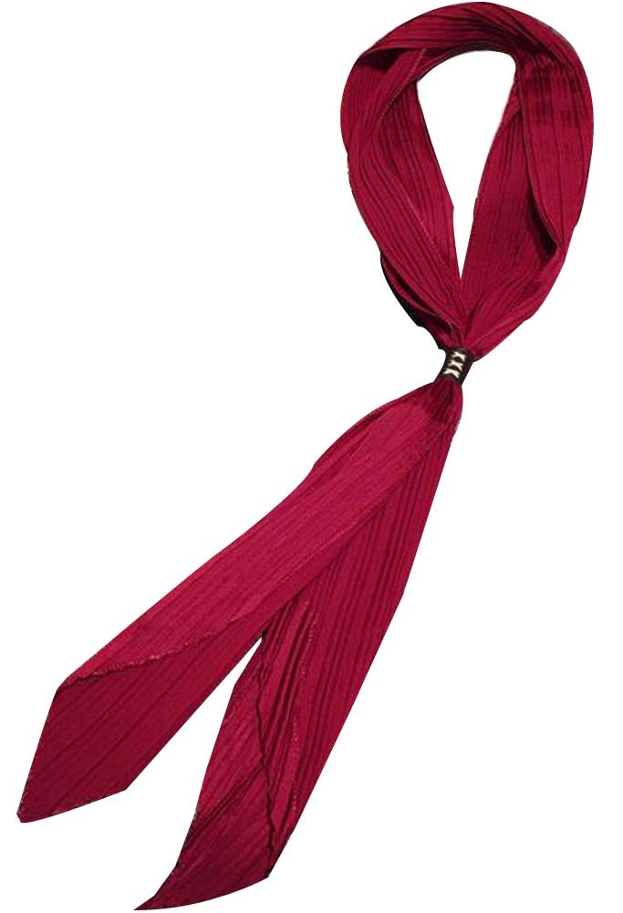 Crushed Red Wine Scarf Thin Long Scarf Woman Tie