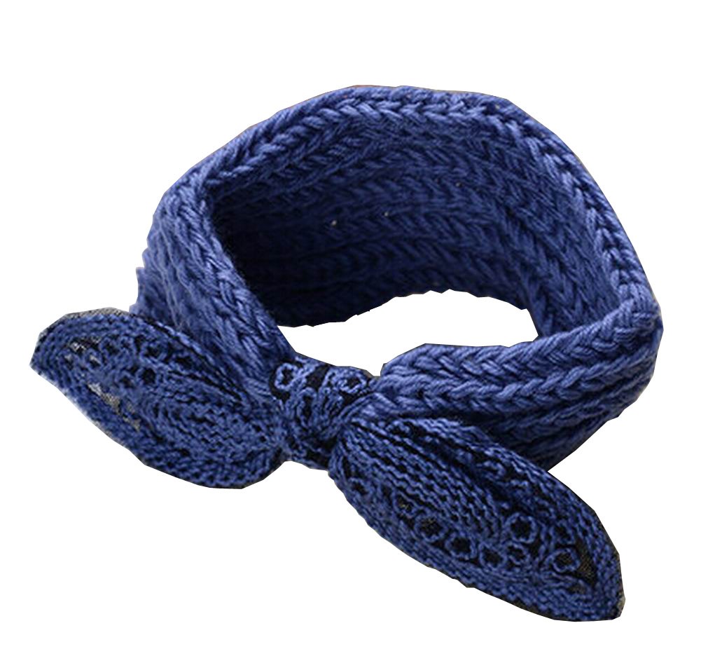 Blue Bowknot Cute Knitted Hairband Wool Headbands Sport Headwrap