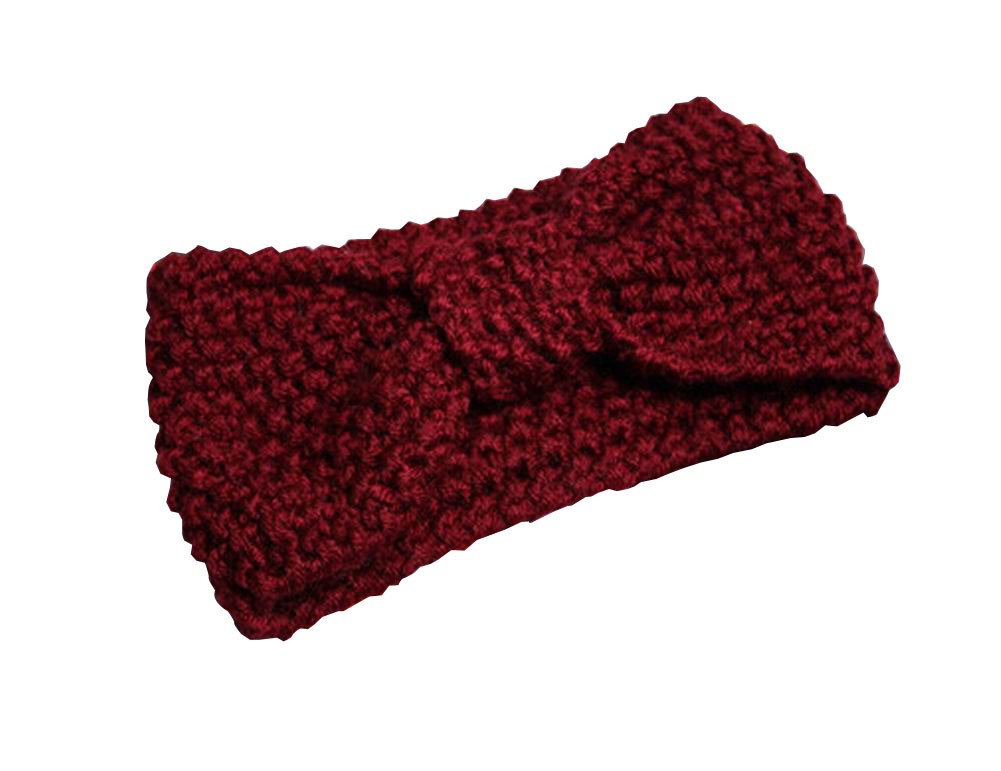 [Bow WineRed] Broadside Knitted Hairband Wool Headbands Winter Sport Headwrap
