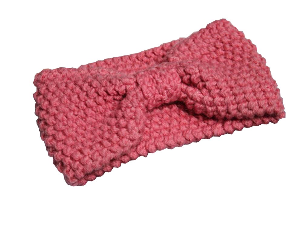 Broadside Knitted Hairband Sport Headwrap Wool Headbands Pretty Bow Pink