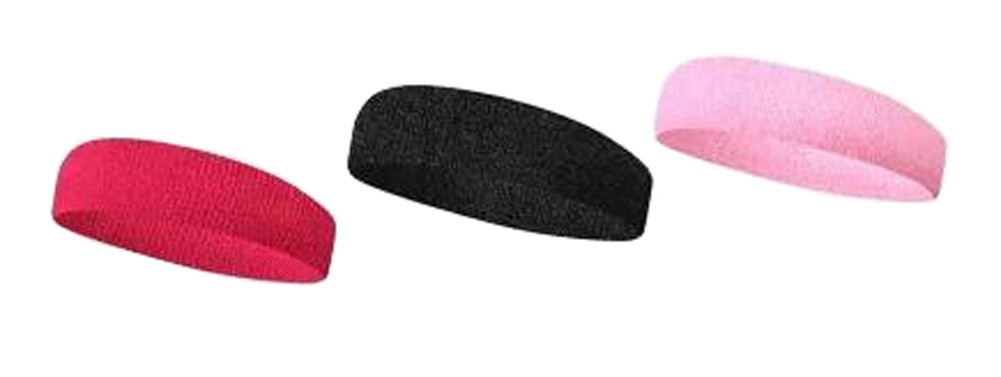 Set Of 3 Gym Workout Yoga Tops Headband Super Comfortable [Red Black Pink]