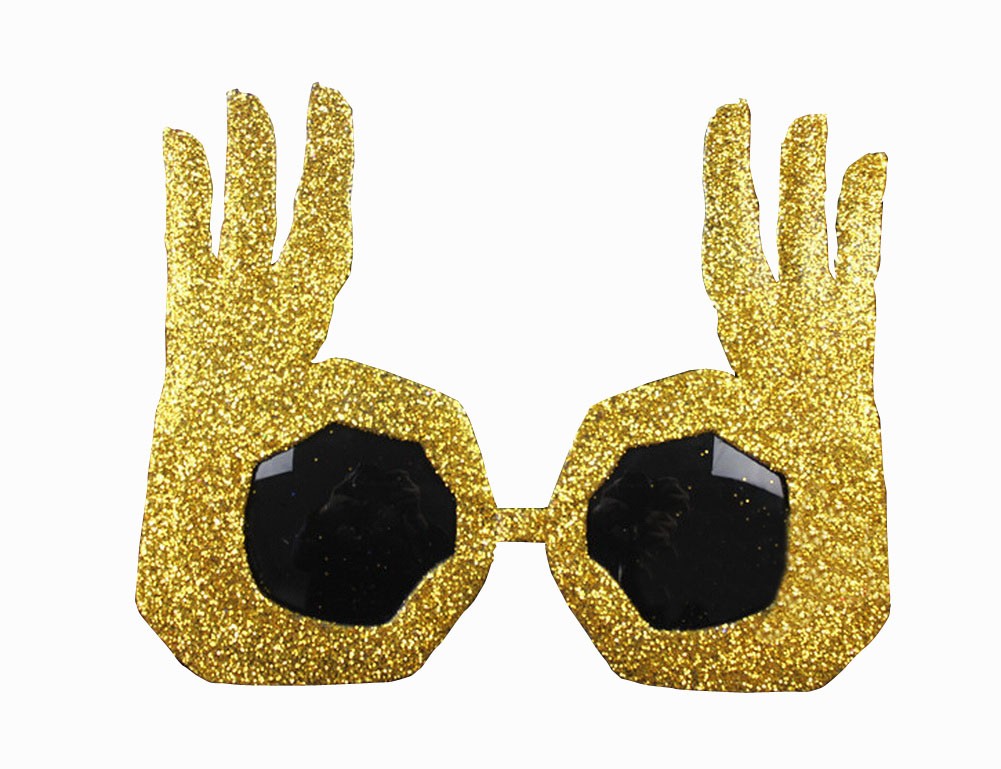 Funny Party Glasses OK Gesture Finger Glasses Party Supply Golden