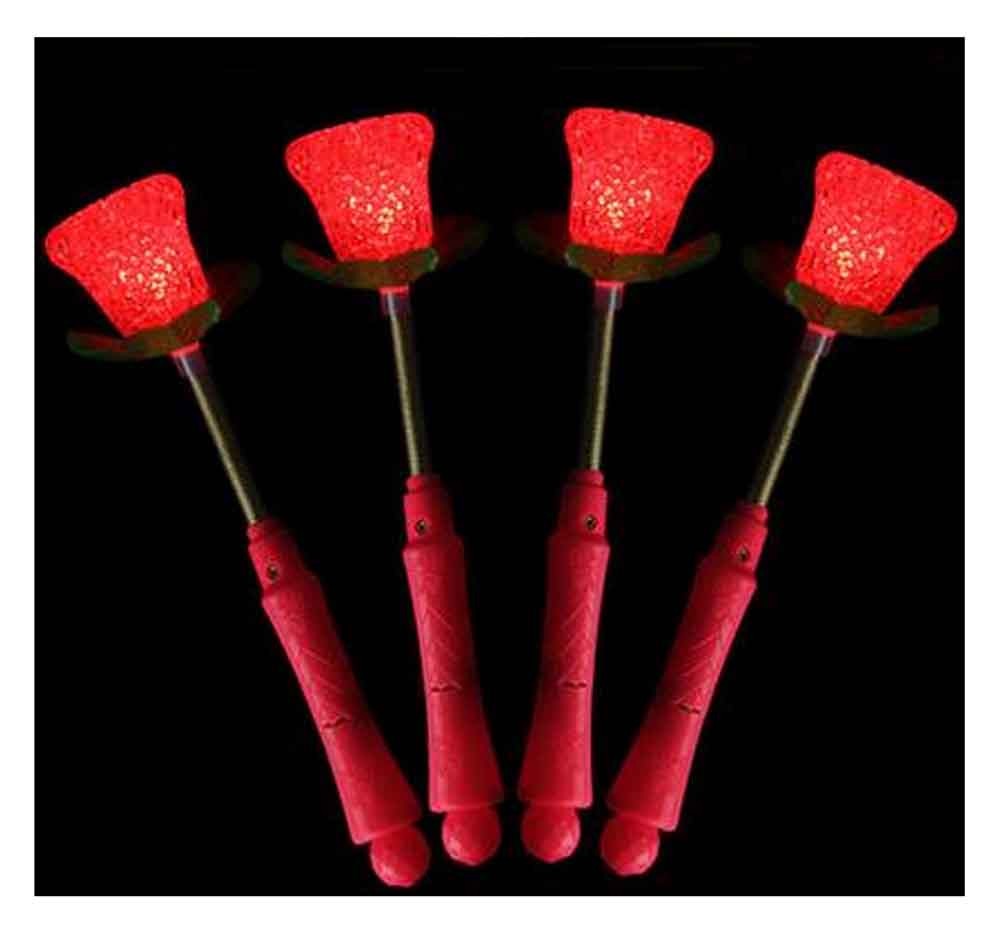 Set of 4 Light Sticks, Light up Toys Glow Stick Party Favors, Rose [Red]