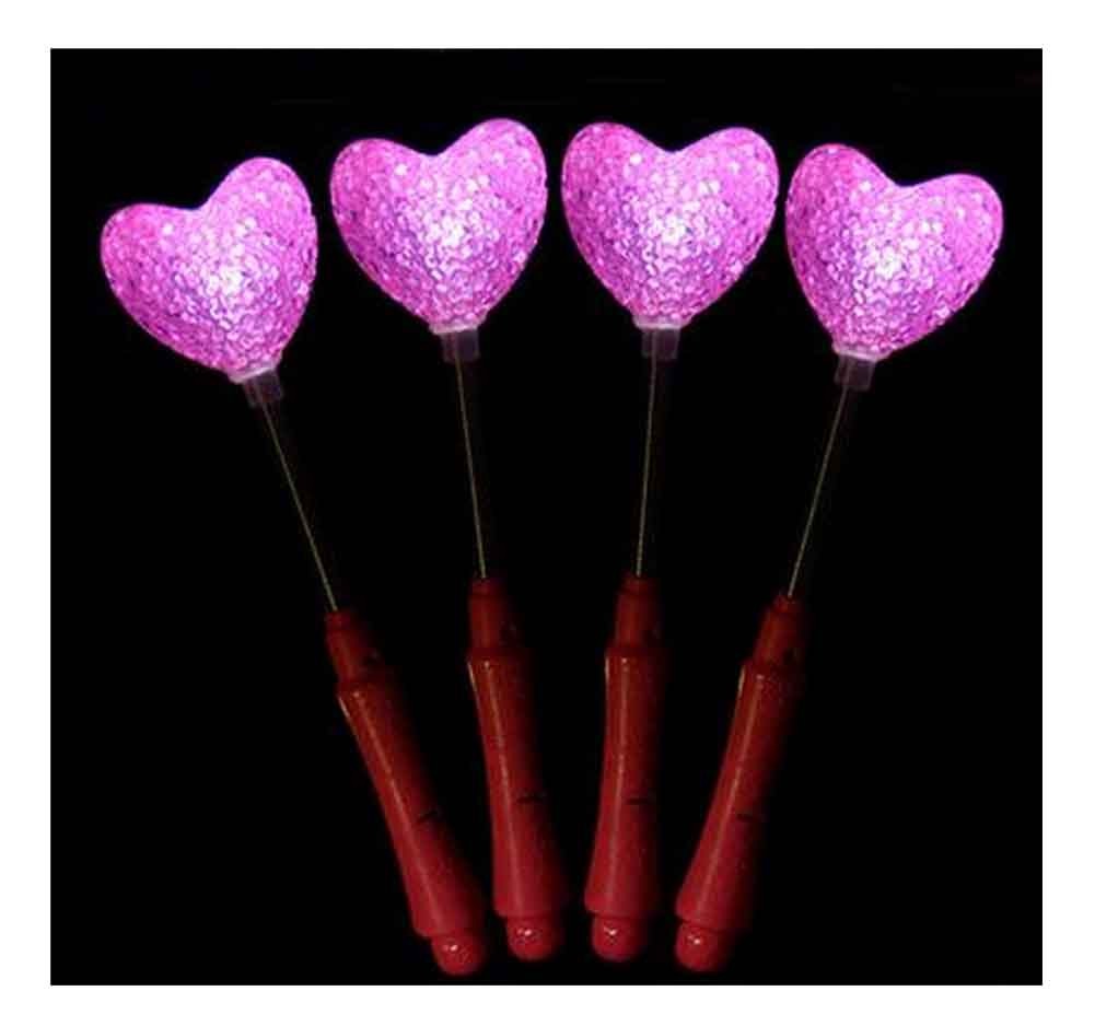Set of 4 Light Sticks, Light up Toys Glow Stick Party Favors, Heart [Pink]