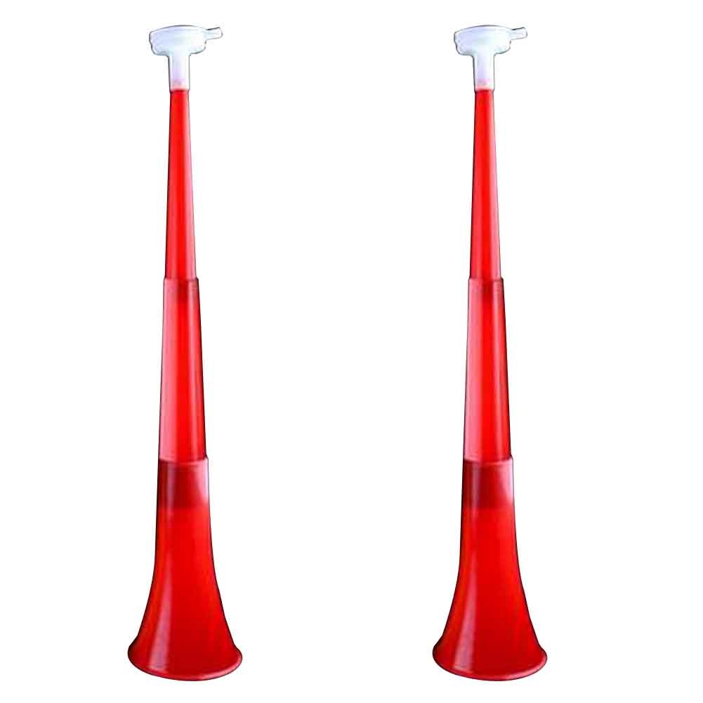Set of 2 Collapsible Vuvuzela Stadium Horn Noise Maker 22" [Red]