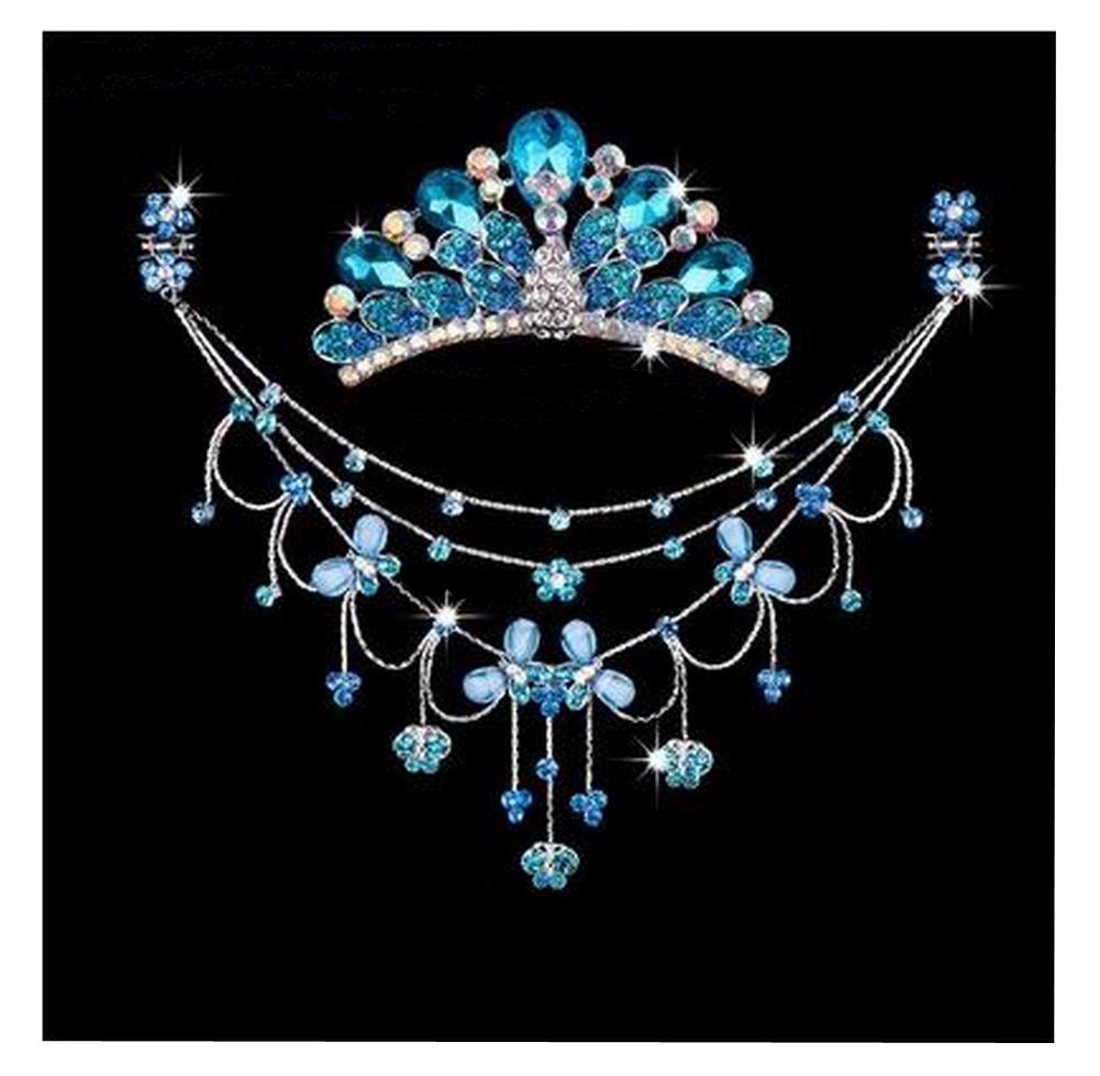Princess Dress up Accessories Jewelry Set Birthday Party Favor [Blue]