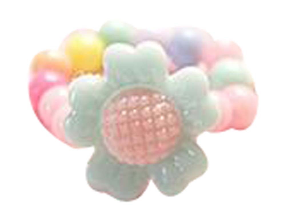 Set Of 5 Cartoon Flower Ring Candy Beads Children's Jewelry Ring Random Color