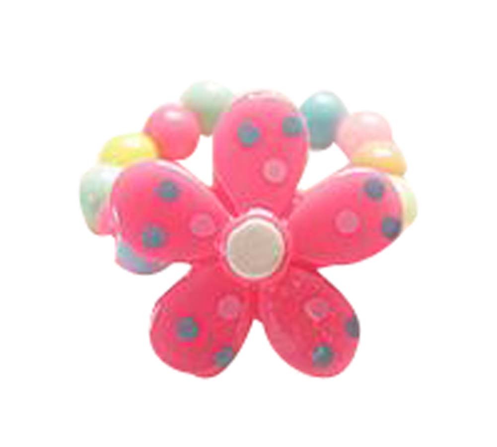 Set Of 5 Flower Ring Candy Beads Children's Jewelry Ring Rose Red