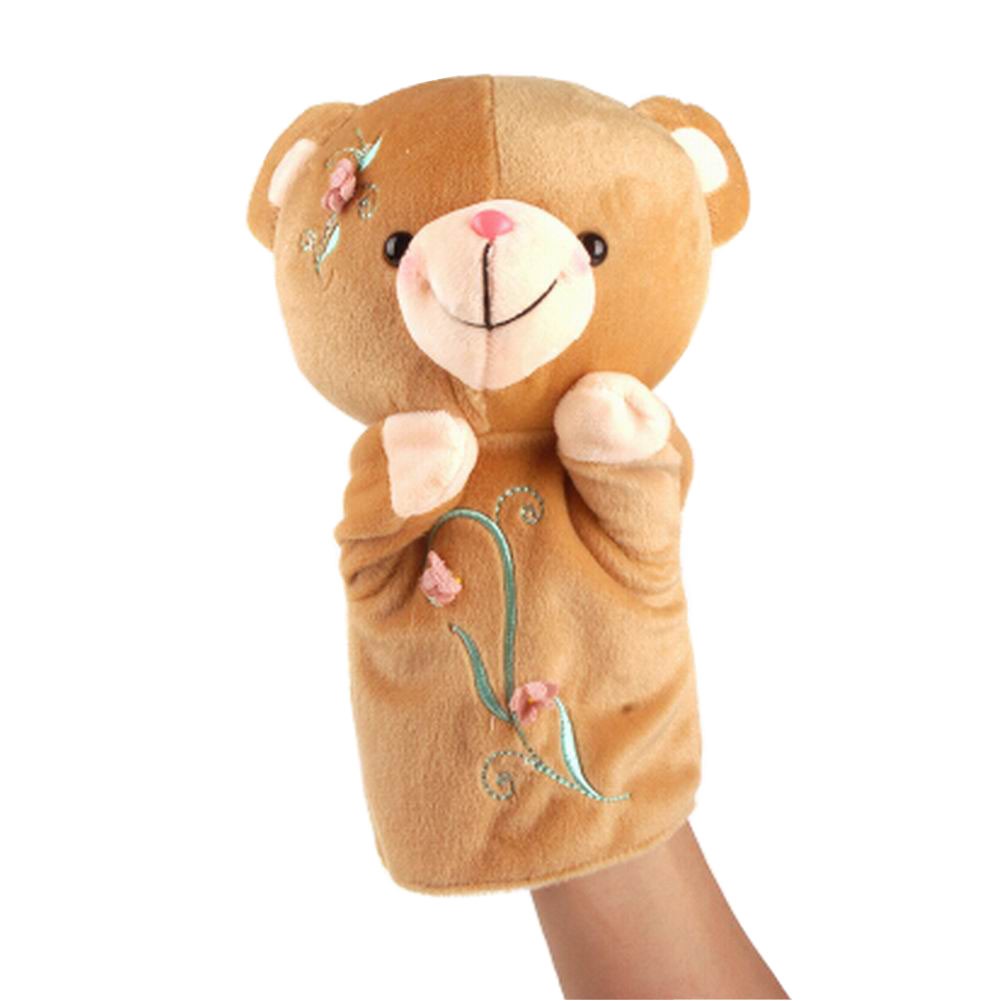 Soft Plush Cute Animal Babies Children Hand Puppet Toys Gift Bear Brown