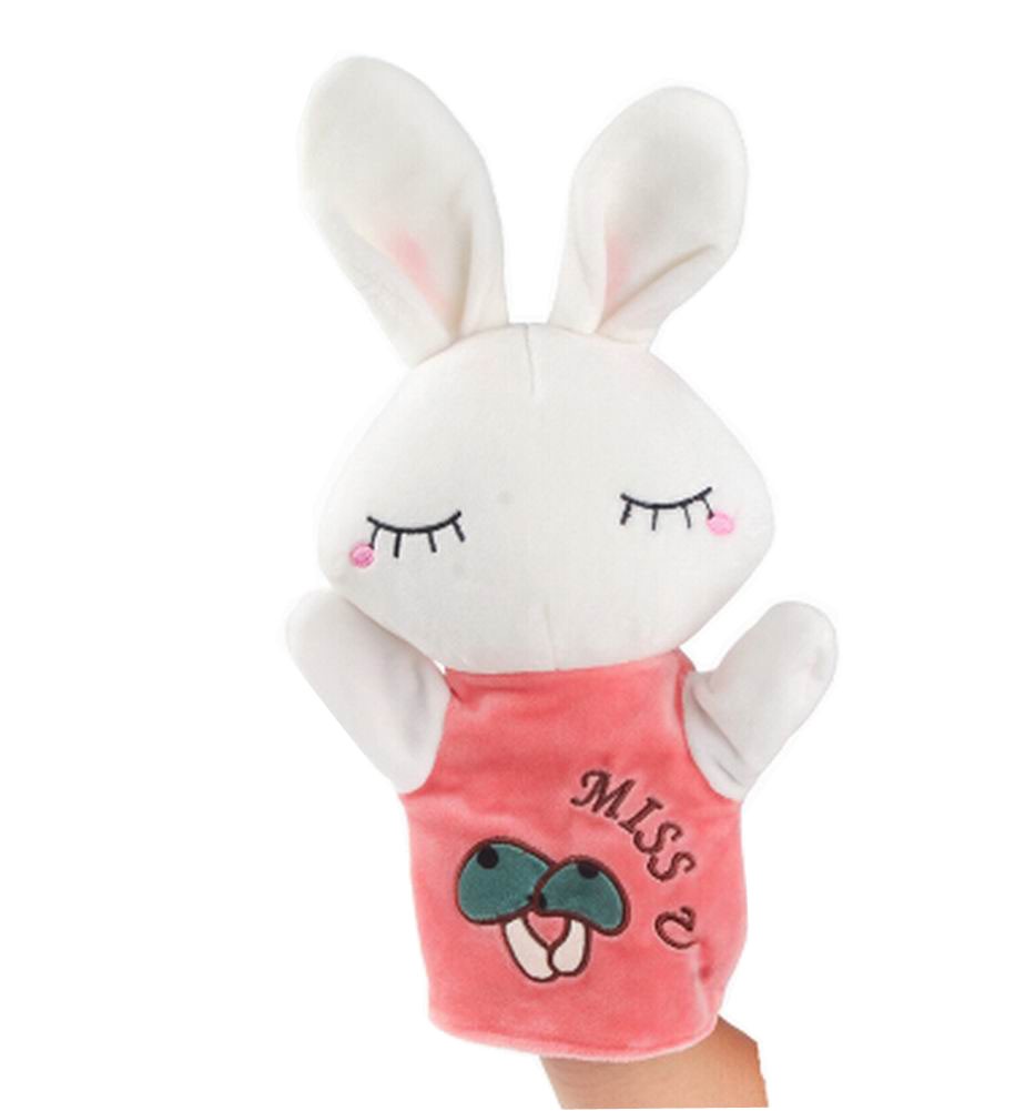 Soft Plush Cute Animal Babies Children Hand Puppet Toys Gift Rabbit Pink