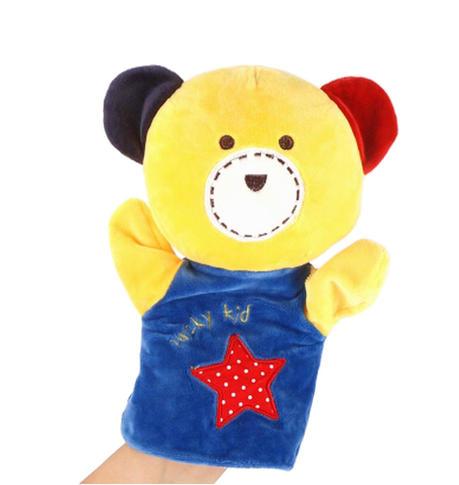 Soft Plush Cute Animal Babies Children Hand Puppet Toys Blue Bear