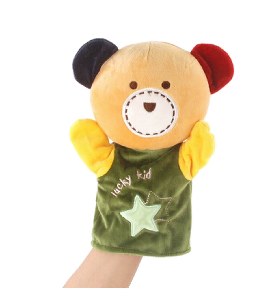 Soft Plush Cute Animal Babies Children Hand Puppet Toys Green Bear