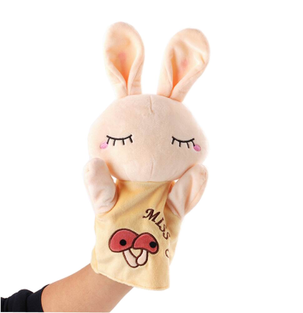 Soft Plush Cute Animal Babies Children Hand Puppet Toys Gift Rabbit Yellow