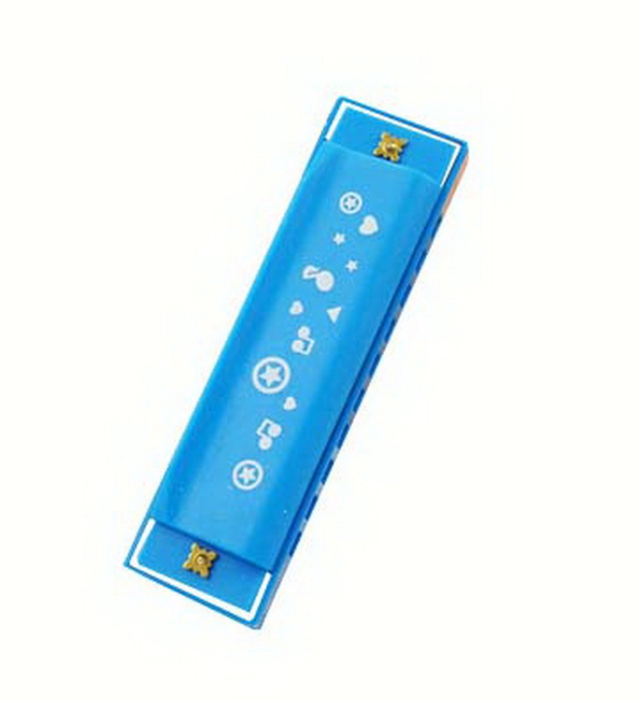 10 Holes Learning Toy Kids Colorful Harmonica Educatial Muscic Toy [Blue]