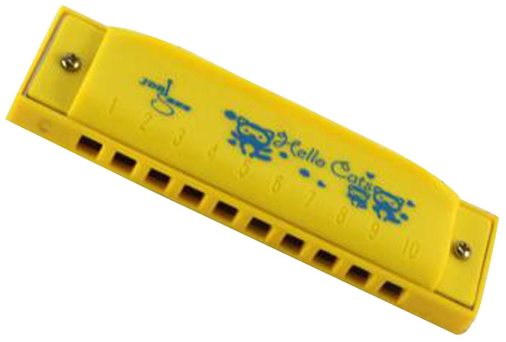 10 Holes Learning Toy Harmonica Wooden Educatial Muscic Toy Yellow