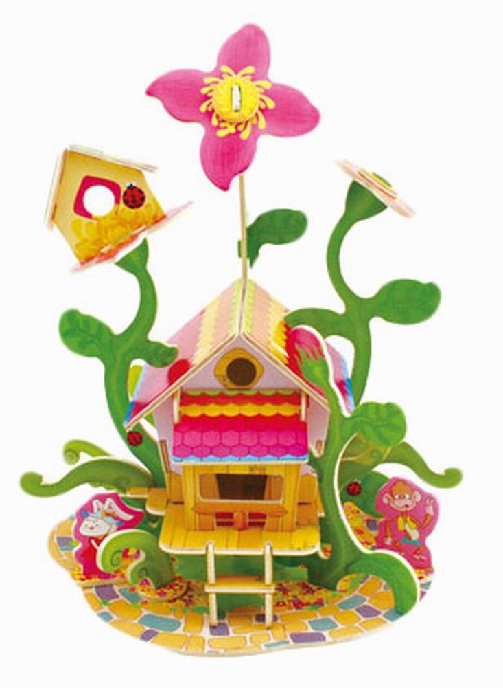 Unique 3D Puzzle Educational Toy Diy 3d Stereoscopic Puzzle, Flower House