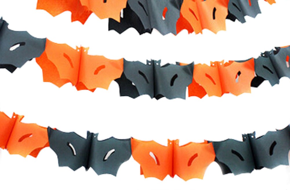 Set of 5 Halloween Paper Garland Decorations Halloween Banners Bat A