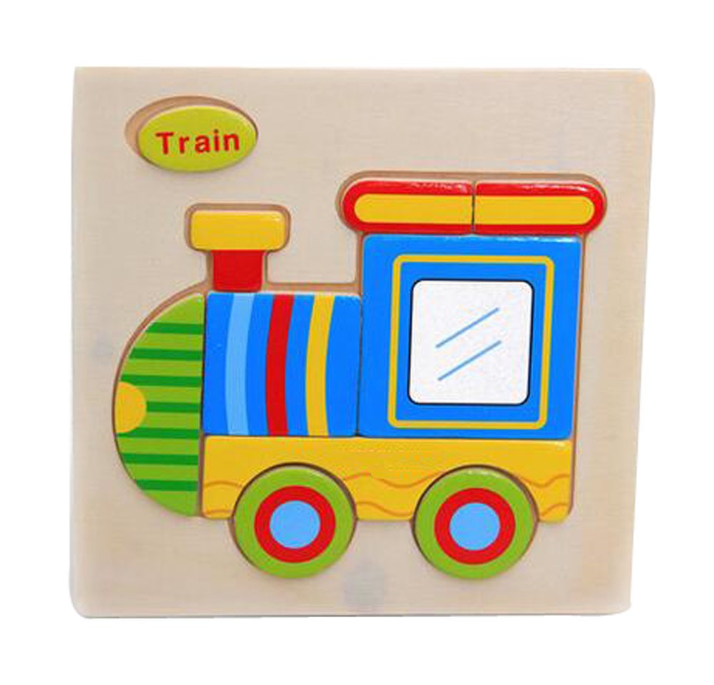 Cartoon Train Kids 3D Jigsaw Puzzle Wooden Puzzle Set Of 2