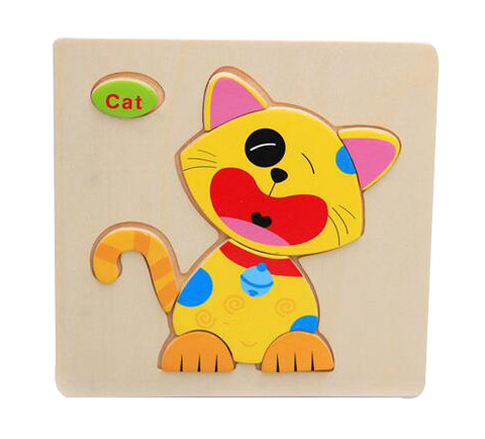 Cartoon Cat Children Wooden Stereoscopic Jigsaw Puzzle 2 Pcs