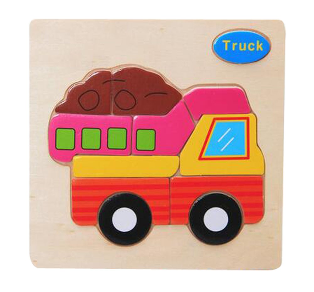 2 Pieces Children Wooden Stereoscopic Jigsaw Puzzle, Truck