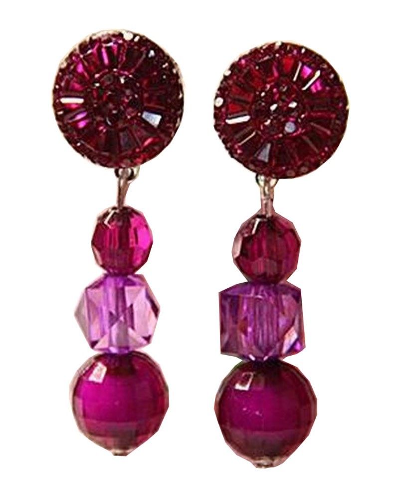 2 Pairs Girls Fashion Clip-on Earrings Princess Pendant Earclips Purple