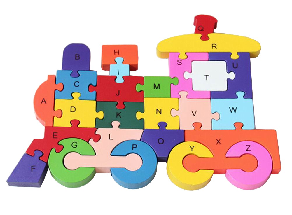 Funny Digital & Letter Wooden Blocks Puzzles Educational Puzzle Train