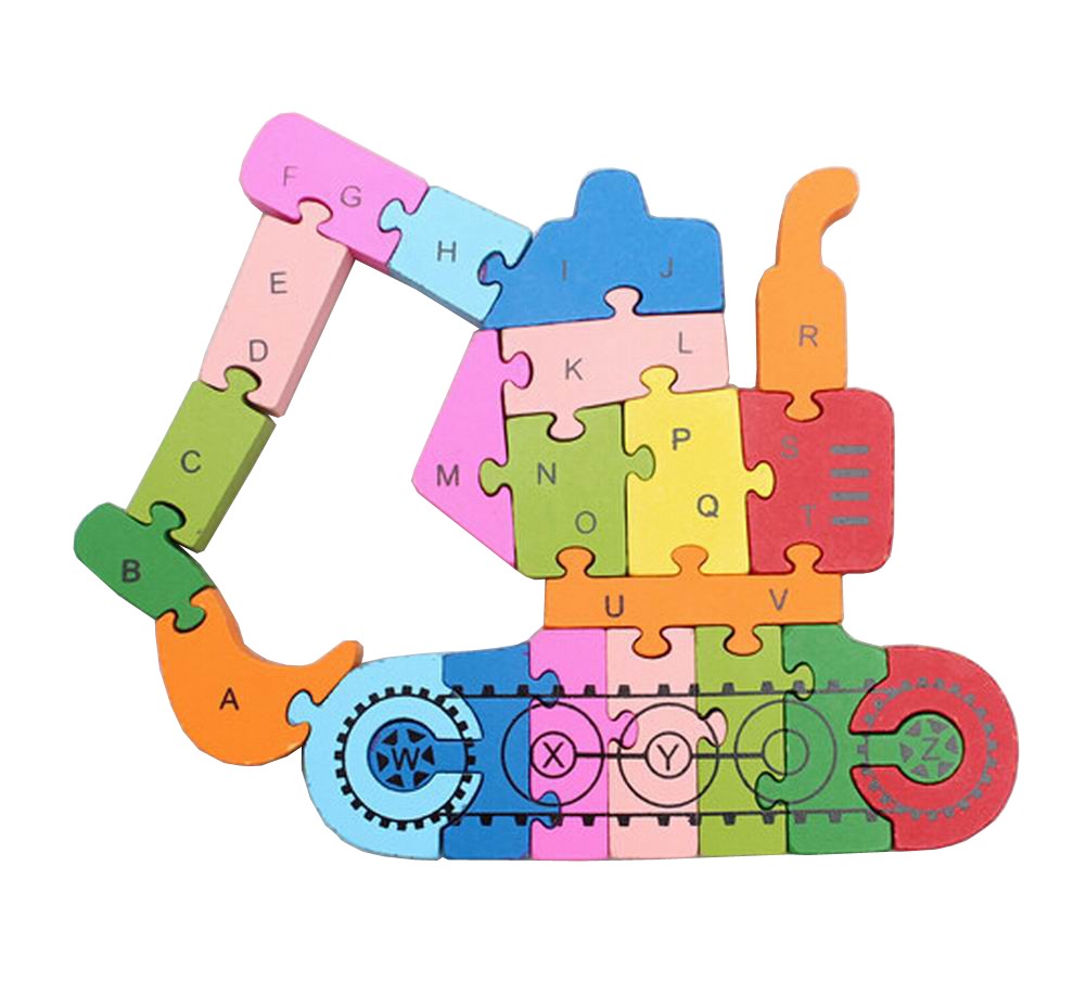 Funny Digital & Letter Wooden Blocks Puzzles Educational Puzzle Excavator
