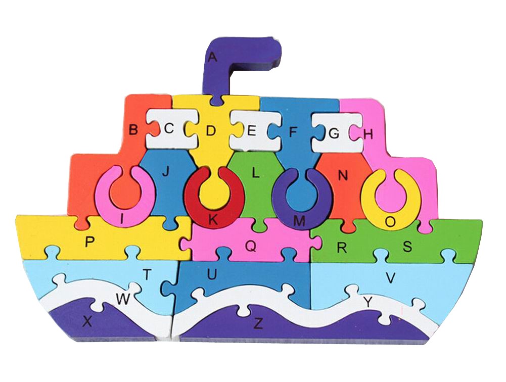 Funny Digital & Letter Wooden Blocks Puzzles Educational Puzzle Steamship